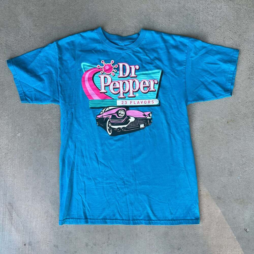 Dr Pepper T-Shirt Blue 23 Flavors Graphic Retro Soda Tee